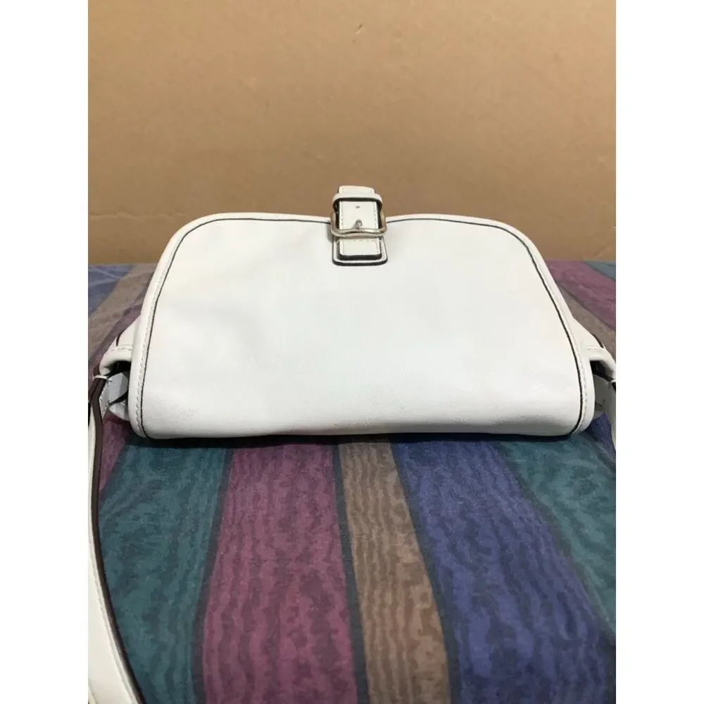 COACH HADLEY Small White Leather Buckle-Trim Field Bag Crossbody F29763